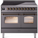 Nostalgie II 40 Inch Electric Freestanding Range in Matte Graphite with Bronze Trim