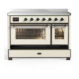 ILVE UMIB48NR3AWB Majestic III 48 inch Induction Range with 6 Elements, 5.02 cu. ft. Total Oven Capacity (Triple Glass Door, Antique White, Burnished)