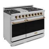 48 Inch Professional Gas Range With Pro-style Knobs In Stainless Steel/bronze  Gordon Ramsay Series