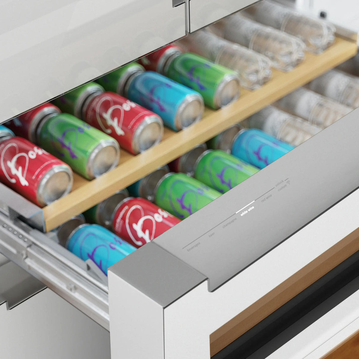 800 Series French Door Bottom Mount Refrigerator, Glass door 36" White, Total No Frost