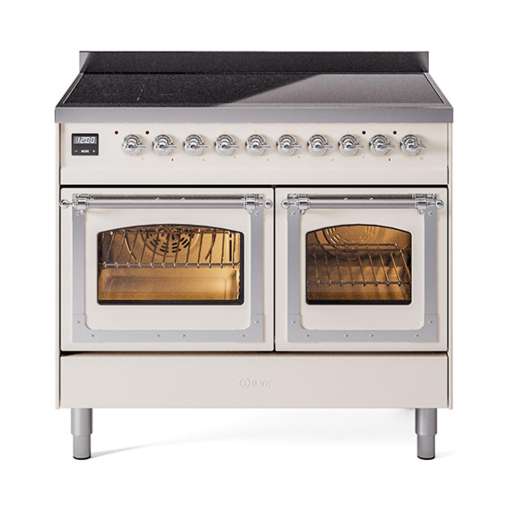 ILVE UNDI406NMPAWC Nostalgie II Noblesse 40 inch Induction Range (Triple Glass Door, Antique White, Chrome)