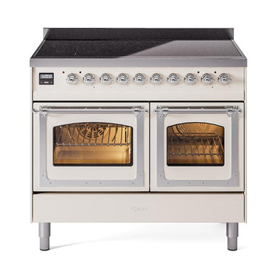 ILVE UNDI406NMPAWC Nostalgie II Noblesse 40 inch Induction Range (Triple Glass Door, Antique White, Chrome)