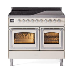 ILVE UNDI406NMPAWC Nostalgie II Noblesse 40 inch Induction Range (Triple Glass Door, Antique White, Chrome)