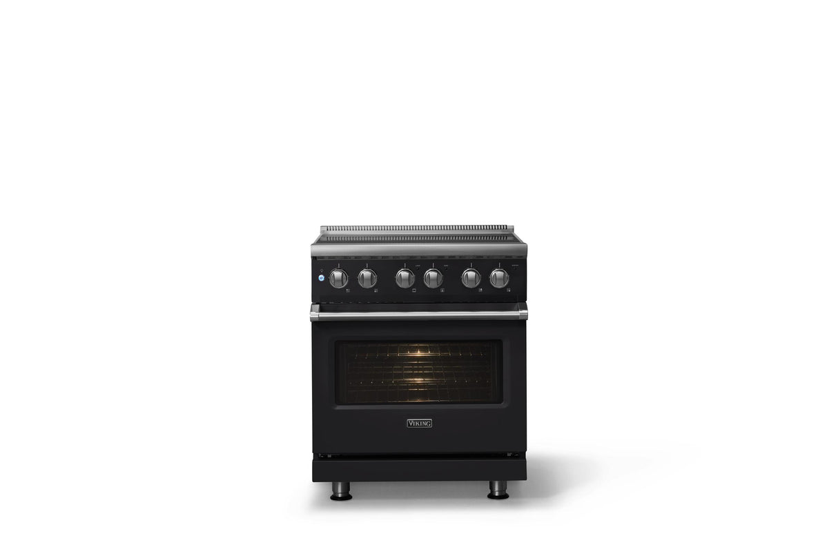 30"W. Electric Range (Finish: Onyx, Trim: Polished Chrome)