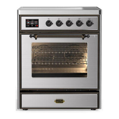ILVE UMIB30NR3SSB Majestic III 30 inch Induction Range with 4 Elements, 4 cu. ft. Oven Capacity (Triple Glass Door, Stainless Steel, Burnished)