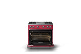 36"W. Sealed Burner Gas Range (Burner: 4g, Finish: Valentine, Trim: Polished Chrome, Fuel: Natural Gas)