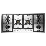 ILVE UHCPMT125SS Panoramagic 48 inch Built-In Gas Cooktop with Total Black Brass Burners, in Stainless Steel (6 Sealed Burners, Natural Gas)