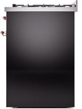 Nostalgie II 30 Inch Dual Fuel Natural Gas Freestanding Range in Glossy Black with Copper Trim