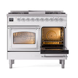 ILVE UND40FNMPWHC Nostalgie II Noblesse 40 inch Dual Fuel Range (Natural Gas, Triple Glass Door, White, Chrome)