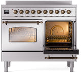 Nostalgie II 40 Inch Electric Freestanding Range in Stainless Steel with Bronze Trim