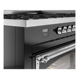 ILVE UN60FNMPBKC Nostalgie II Noblesse 60 inch Dual Fuel Range (9 Sealed Burners + Griddle, Natural Gas, Triple Glass Door, Glossy Black, Chrome)
