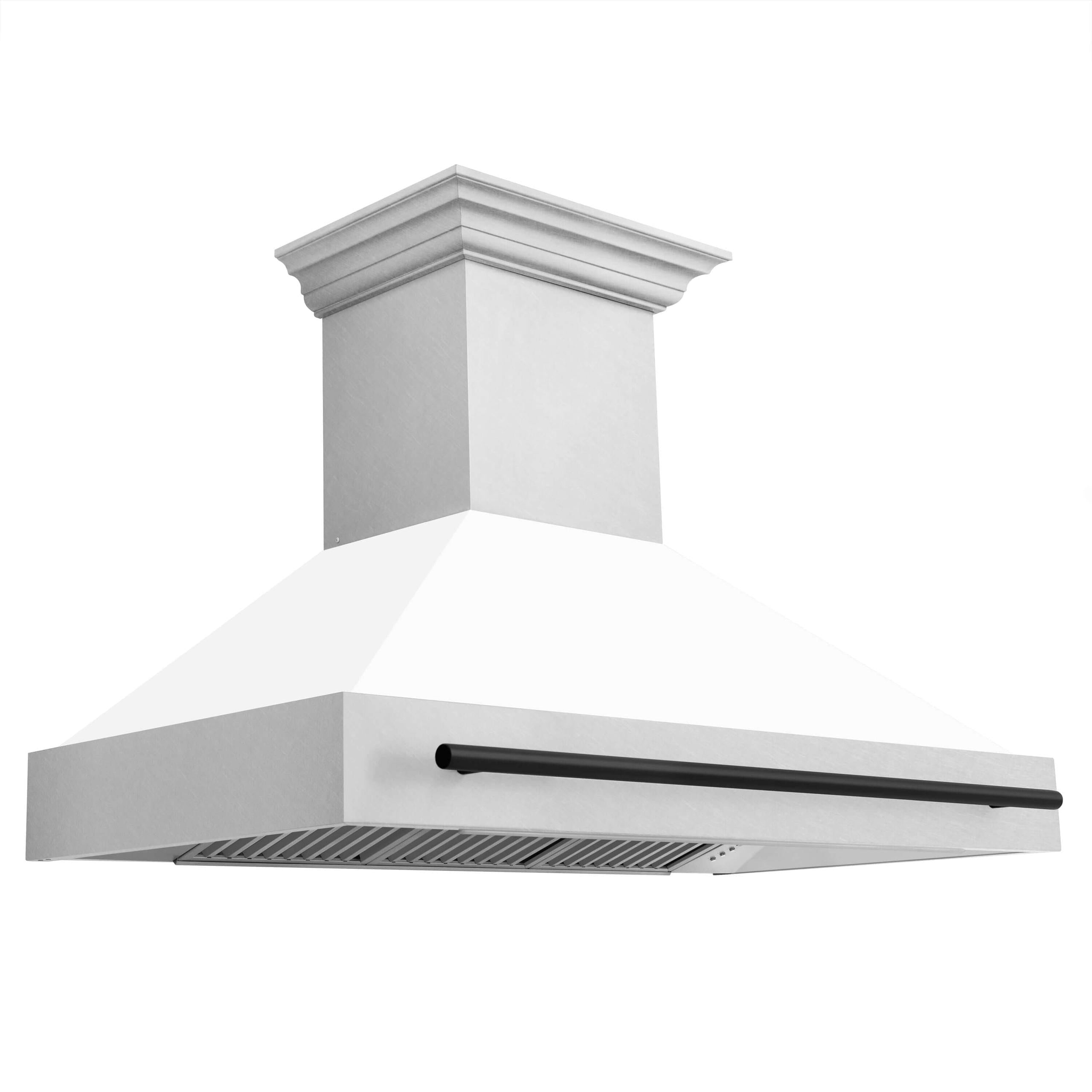 48 in. ZLINE Autograph Edition DuraSnow Stainless Steel Range Hood with White Matte Shell and Accented Handle (8654SNZ-WM48) [Color: Matte Black]