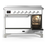 ILVE UMIB48QNR3WHC Majestic III 48 inch Induction Range with 6 Elements, 5.02 cu. ft. Total Oven Capacity (Solid Door, White, Chrome)