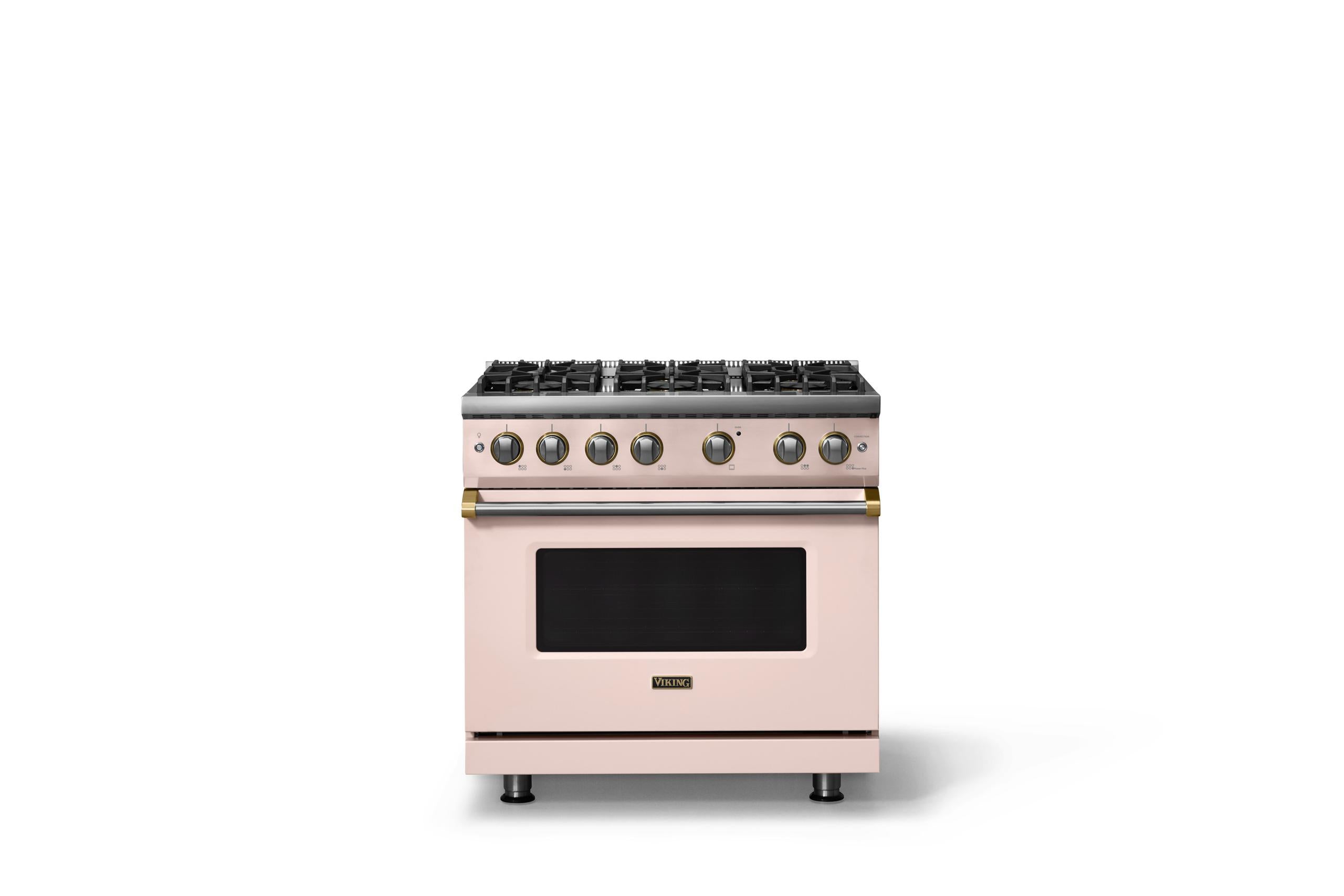 36"W. Sealed Burner Gas Range (Burner: 6b, Finish: Blush, Trim: Brushed Brass, Fuel: Natural Gas)