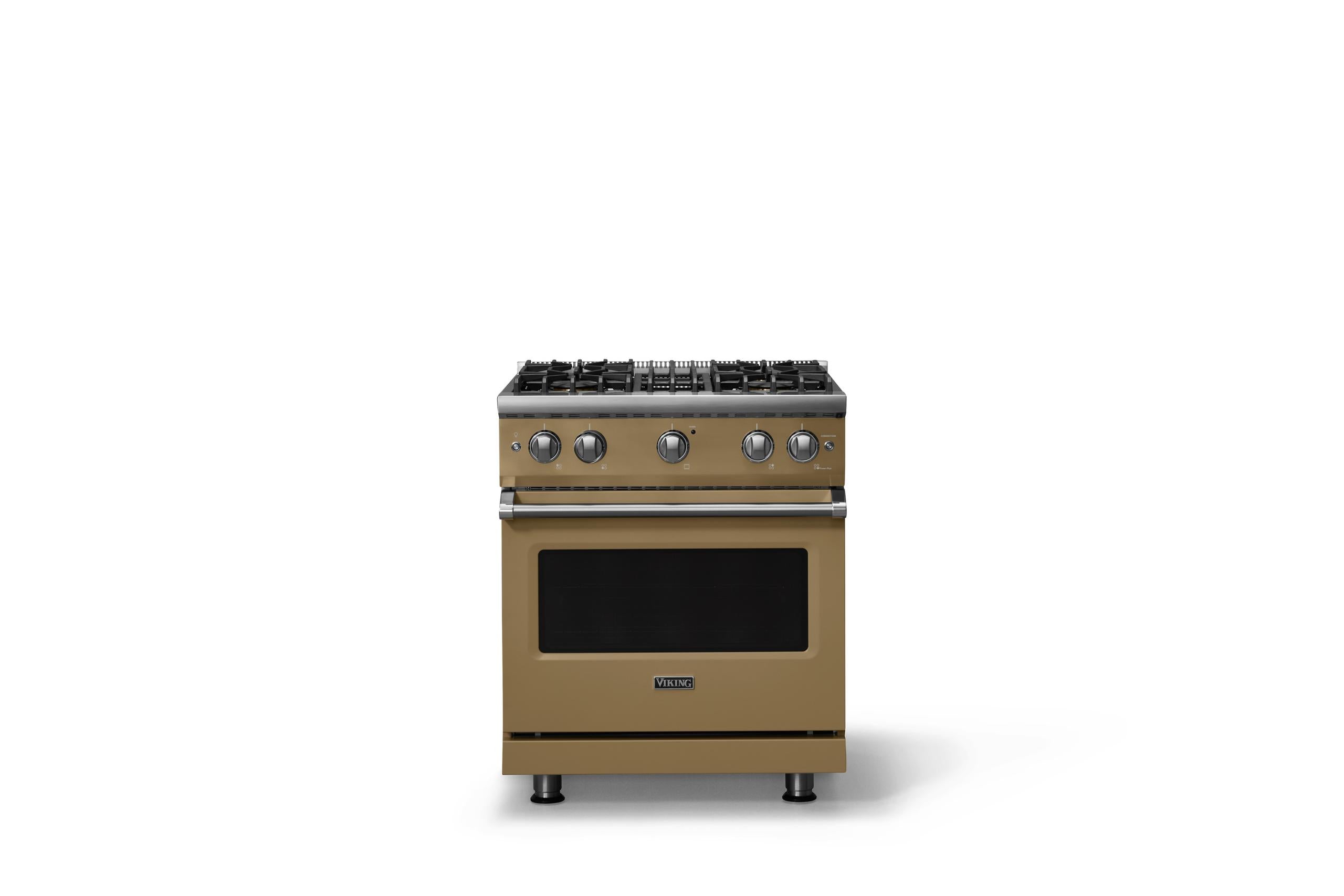 30"W. Sealed Burner Gas Range (Finish: Golden Hour, Trim: Polished Chrome, Fuel: Natural Gas)