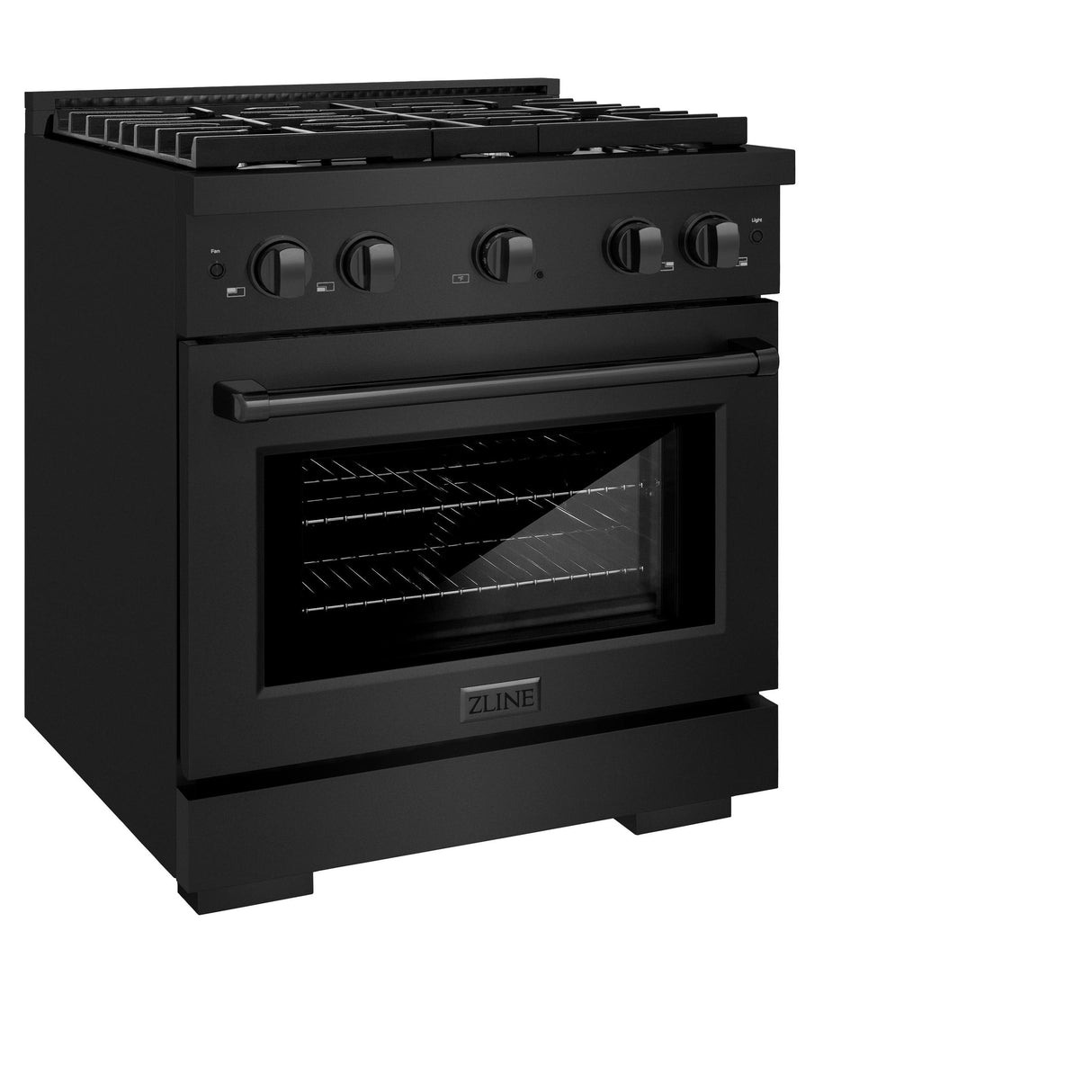 ZLINE 30 in. 4.2 cu. ft. 4 Burner Gas Range with Convection Gas Oven in Black Stainless Steel (SGRB-30)