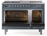 Nostalgie II 48 Inch Dual Fuel Liquid Propane Freestanding Range in Blue Grey with Chrome Trim