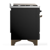 ILVE UM60FNR3BKB Majestic III 60 inch Dual Fuel Range with 9 Burners and Griddle, Dual Function Burner up to 25,000 BTU (Natural Gas, Triple Glass Door, Glossy Black, Burnished)