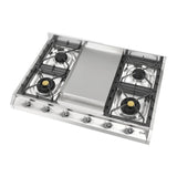 ILVE UHCP965FNSSCLP Nostalgie II 36 inch Built-In Gas Cooktop with Griddle, in Stainless Steel (Liquid Propane, Chrome)