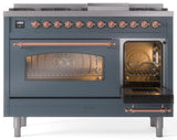 Nostalgie II 48 Inch Dual Fuel Liquid Propane Freestanding Range in Blue Grey with Copper Trim