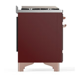 ILVE UMD40FQNR3BUPLP Majestic III 40 inch Dual Fuel Range with 6 Burners and Griddle, Dual Function Burner up to 25,000 BTU (Liquid Propane, Solid Door, Burgundy, Copper)