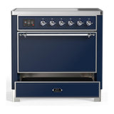 ILVE UMIB36QNR3MBC Majestic III 36 inch Induction Range with 6 Elements, 3.5 cu. ft. Total Oven Capacity (Solid Door, Midnight Blue, Chrome)
