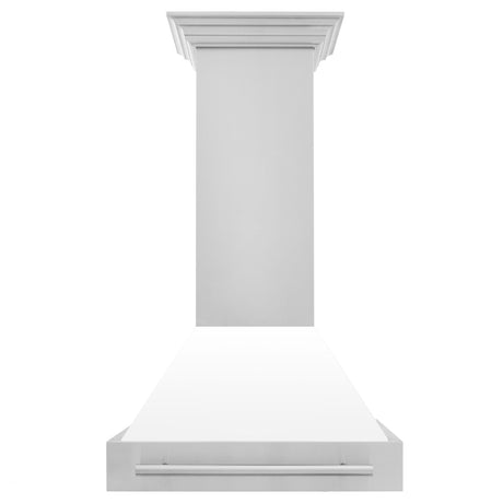 ZLINE 30 in. Stainless Steel Range Hood with Colored Shell Options and Stainless Steel Handle (8654STX-30) [Color: White Matte]
