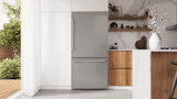 100 Series, free-standing fridge-freezer with freezer at bottom, Brushed steel (with anti-fingerprint), Total No Frost