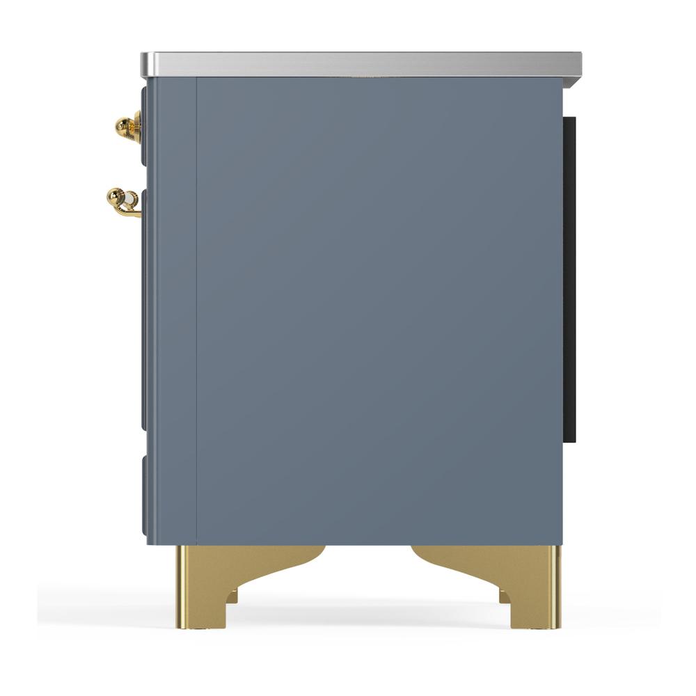 ILVE UMIB36NR3BGG Majestic III 36 inch Induction Range with 6 Elements, 3.5 cu. ft. Total Oven Capacity (Triple Glass Door, Blue Grey, Brass)