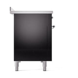 ILVE UNI486QNMPBKC Nostalgie II Noblesse 48 inch Induction Range (Solid Door, Glossy Black, Chrome)