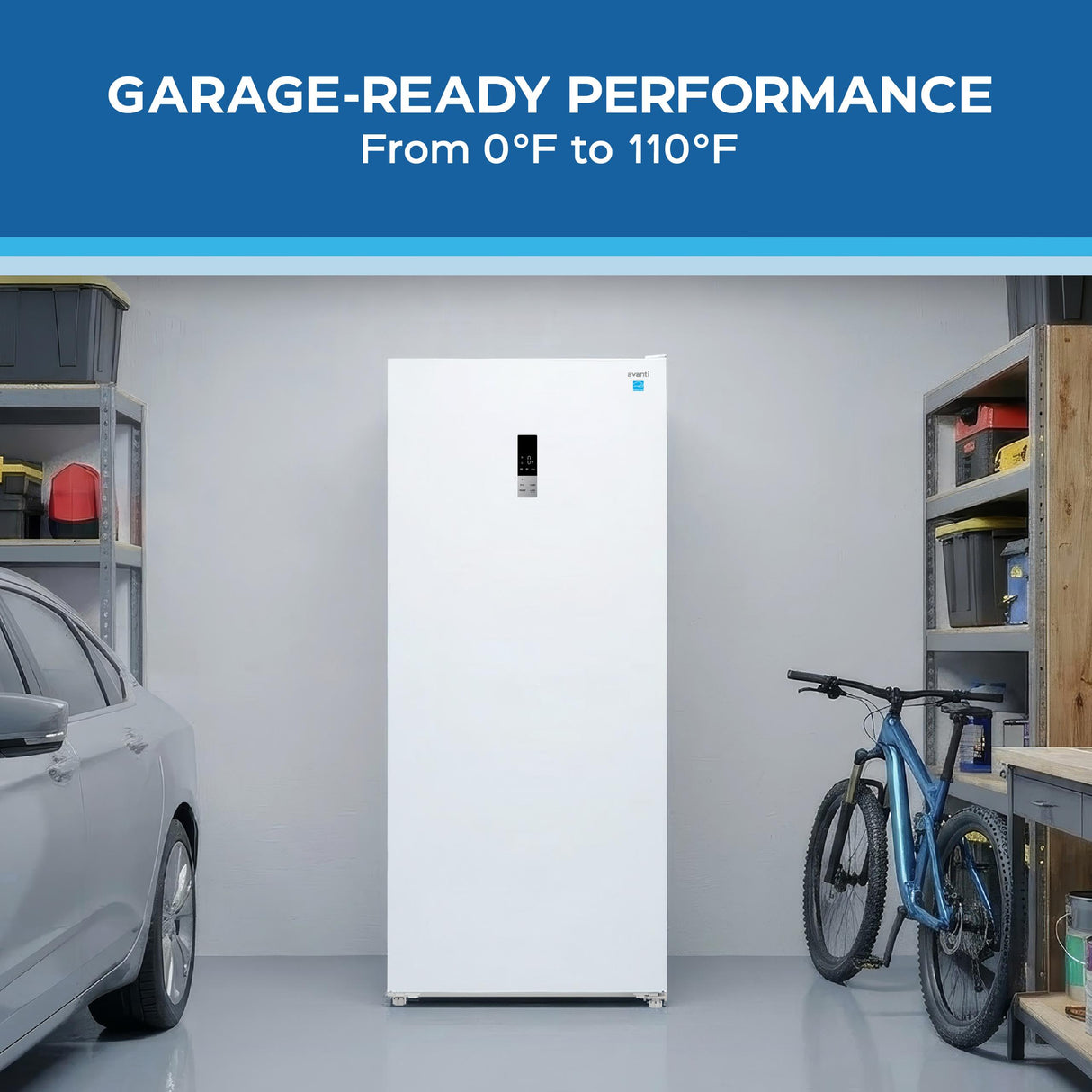 Avanti MaxxSpace Insulation™ Technology Garage-Ready Frost-Free Convertible Upright Freezer, 21 cu. ft., ENERGY STAR, White (AV210VFLJM0W)