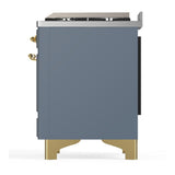 ILVE UM60FQNR3BGG Majestic III 60 inch Dual Fuel Range with 9 Burners and Griddle, Dual Function Burner up to 25,000 BTU (Natural Gas, Solid Door, Blue Grey, Brass)