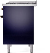 Nostalgie II 40 Inch Dual Fuel Liquid Propane Freestanding Range in Blue with Bronze Trim