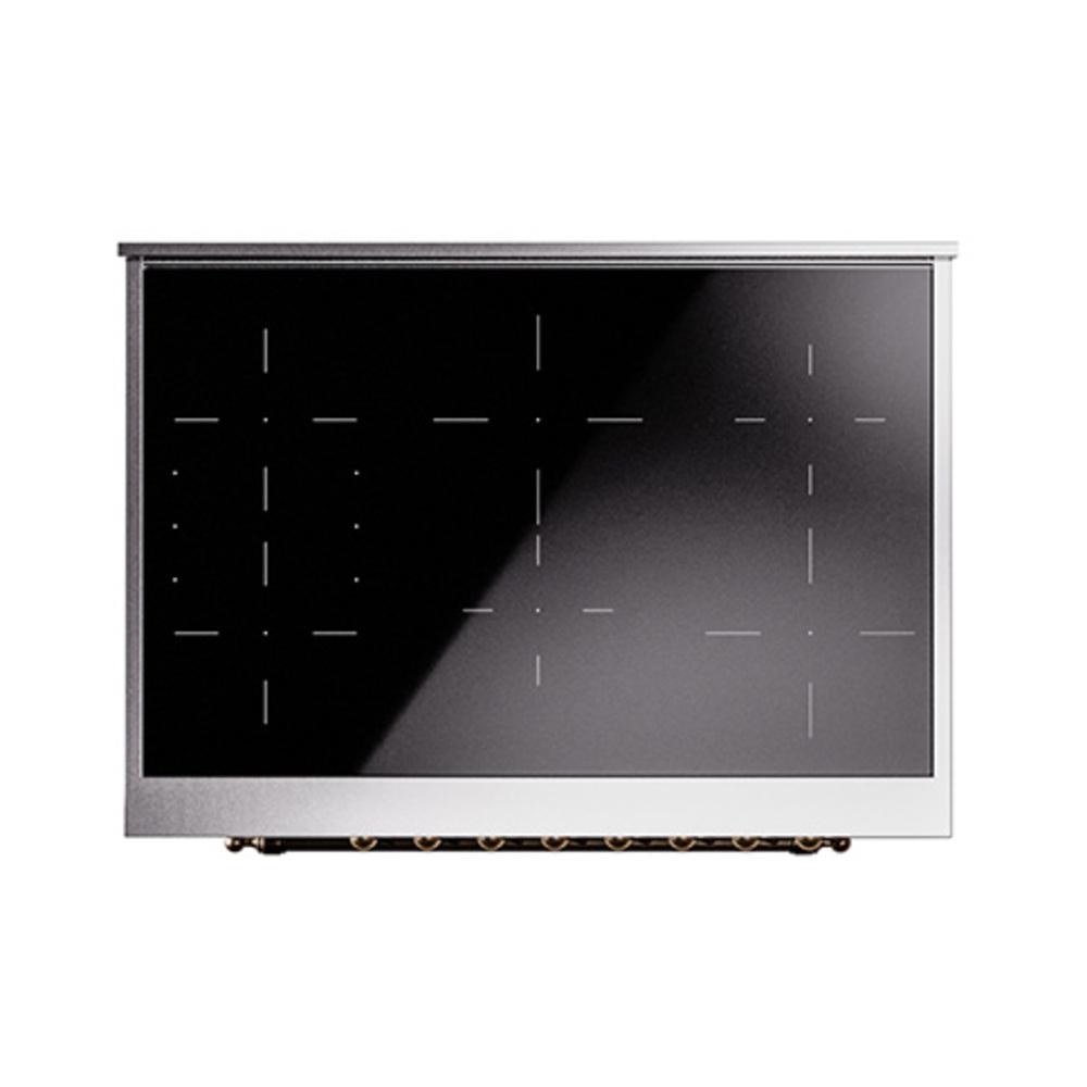 ILVE UNI366QNMPWHB Nostalgie II Noblesse 36 inch Induction Range (Solid Door, White, Burnished)