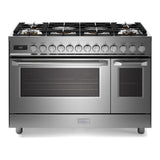 Verona VUFSGE486DSS 48 inch Ultima Collection Dual Fuel Range with 6 Brass Sealed Burners, 5.8 cu. ft. Oven Capacity, Digital Clock in Stainless Steel
