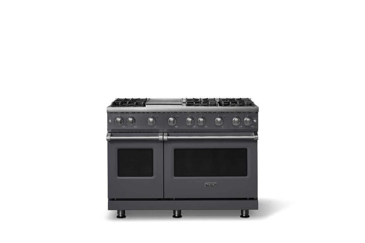 48"W. Sealed Burner Gas Range (Burner: 6g, Finish: Cast Black, Trim: Polished Chrome, Fuel: Natural Gas)