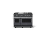 48"W. Sealed Burner Gas Range (Burner: 6g, Finish: Cast Black, Trim: Polished Chrome, Fuel: Natural Gas)