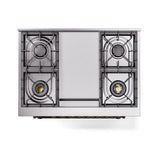 ILVE UN36FQNMPWHB Nostalgie II Noblesse 36 inch Dual Fuel Range (Natural Gas, Solid Door, White, Burnished)