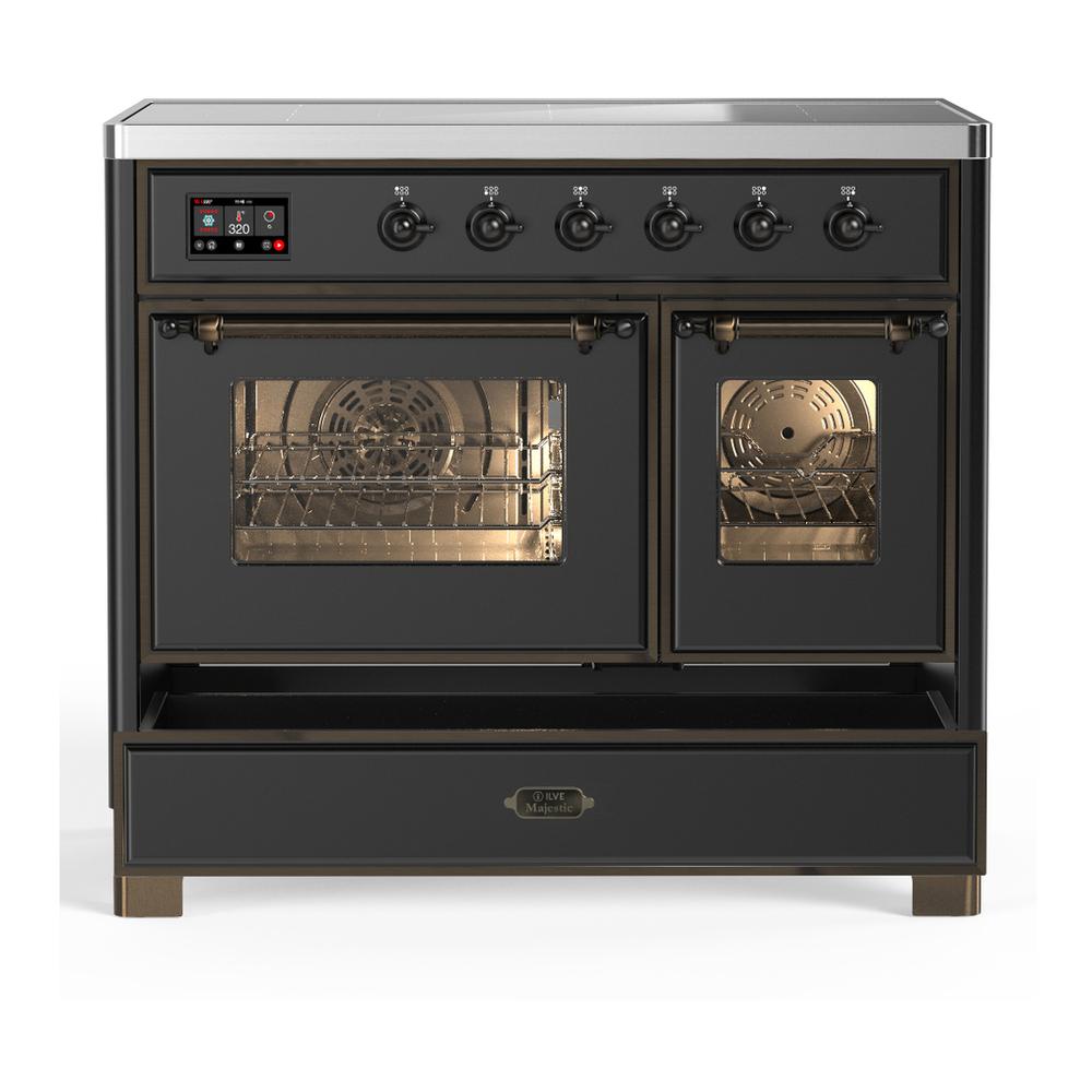 ILVE UMDIB40NR3MGB Majestic III 40 inch Induction Range with 6 Elements, 3.82 cu. ft. Total Oven Capacity (Triple Glass Door, Graphite Matte, Burnished)