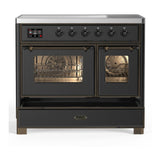 ILVE UMDIB40NR3MGB Majestic III 40 inch Induction Range with 6 Elements, 3.82 cu. ft. Total Oven Capacity (Triple Glass Door, Graphite Matte, Burnished)