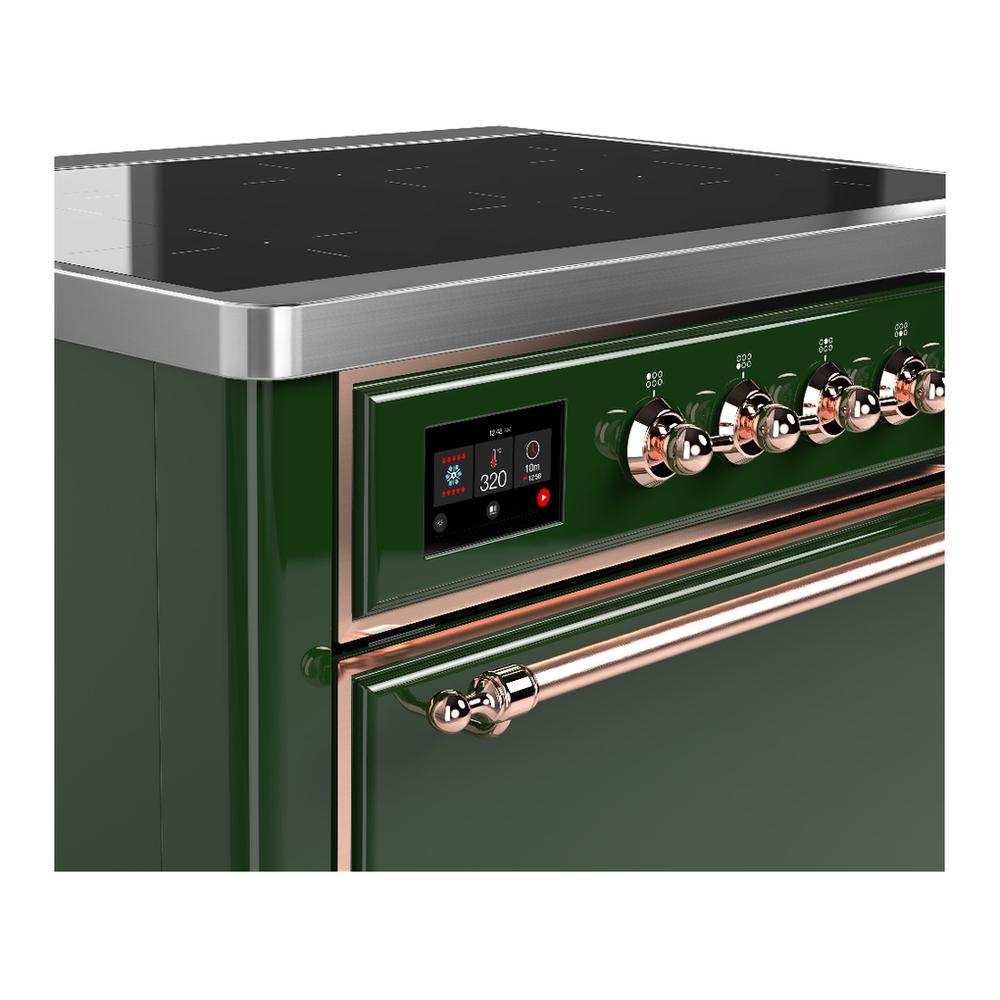 ILVE UMIB36QNR3EGP Majestic III 36 inch Induction Range with 6 Elements, 3.5 cu. ft. Total Oven Capacity (Solid Door, Emerald Green, Copper)