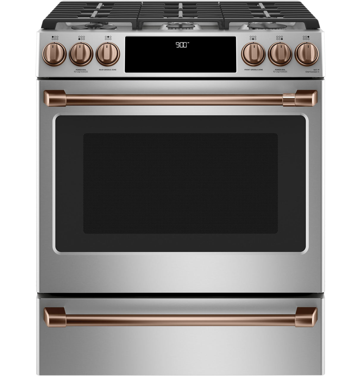 Café™ 30" Smart Slide-In, Front-Control, Dual-Fuel Range with Warming Drawer