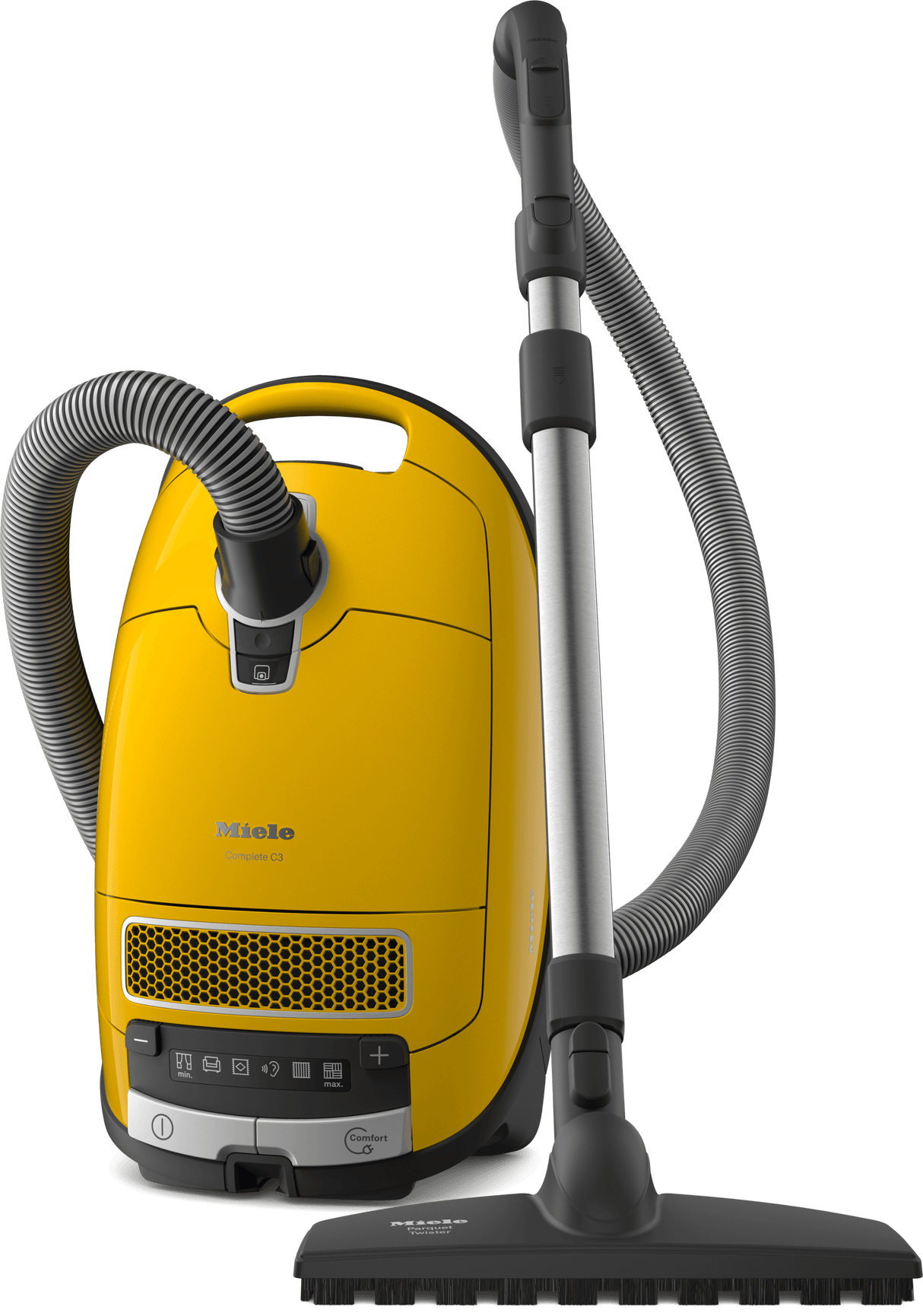 Complete C3 Calima PowerLine - SGFE0 Curry yellow - canister vacuum cleaners with HEPA filter for the greatest Filtration demands.