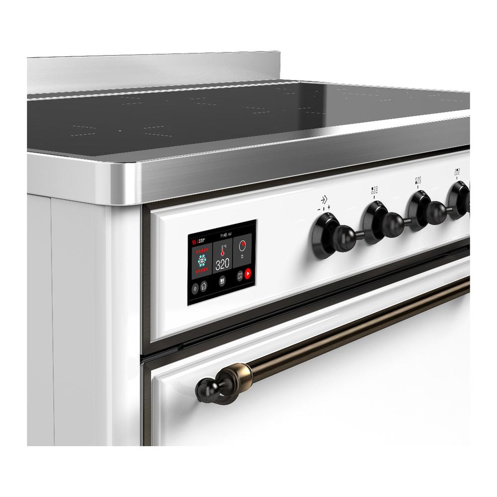 ILVE UMIB48QNR3WHB Majestic III 48 inch Induction Range with 6 Elements, 5.02 cu. ft. Total Oven Capacity (Solid Door, White, Burnished)