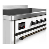 ILVE UMIB48QNR3WHB Majestic III 48 inch Induction Range with 6 Elements, 5.02 cu. ft. Total Oven Capacity (Solid Door, White, Burnished)