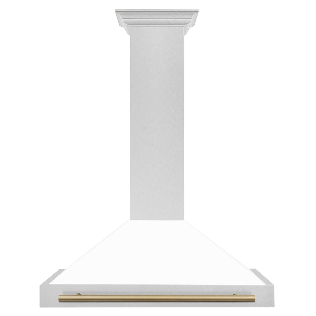 ZLINE 36 in. Autograph Edition Convertible Fingerprint Resistant DuraSnow Stainless Steel Range Hood with White Matte Shell and Champagne Bronze Handle (KB4SNZ-WM36-CB) [Color: Champagne Bronze Accents]