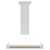 ZLINE 36 in. Autograph Edition Convertible Fingerprint Resistant DuraSnow Stainless Steel Range Hood with White Matte Shell and Champagne Bronze Handle (KB4SNZ-WM36-CB) [Color: Champagne Bronze Accents]