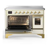 ILVE UMIB48NR3AWG Majestic III 48 inch Induction Range with 6 Elements, 5.02 cu. ft. Total Oven Capacity (Triple Glass Door, Antique White, Brass)