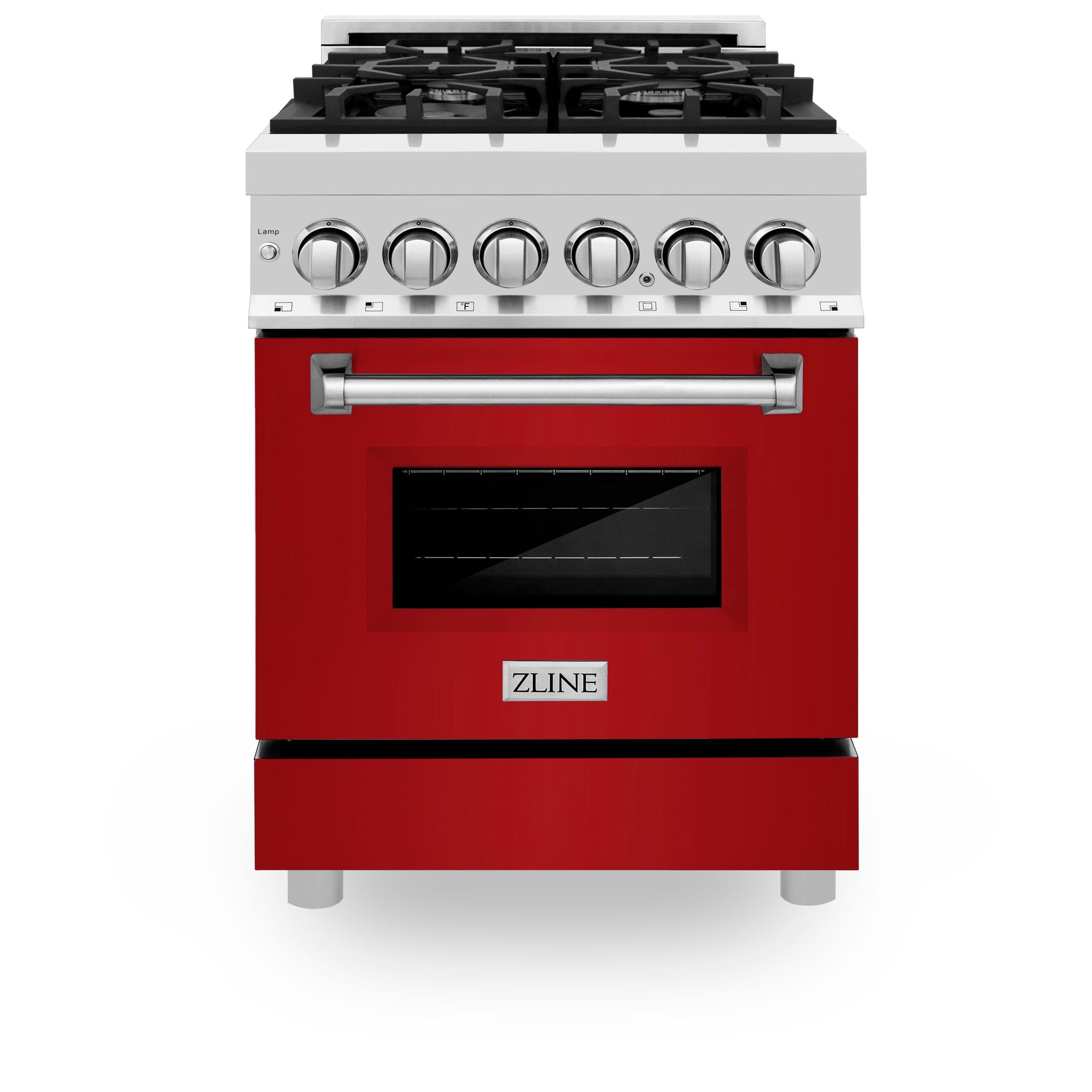 ZLINE 24 in. Professional Dual Fuel Range with Color Door Options (RA24) [Color: Red Gloss]