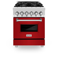 ZLINE 24 in. Professional Dual Fuel Range with Color Door Options (RA24) [Color: Red Matte]